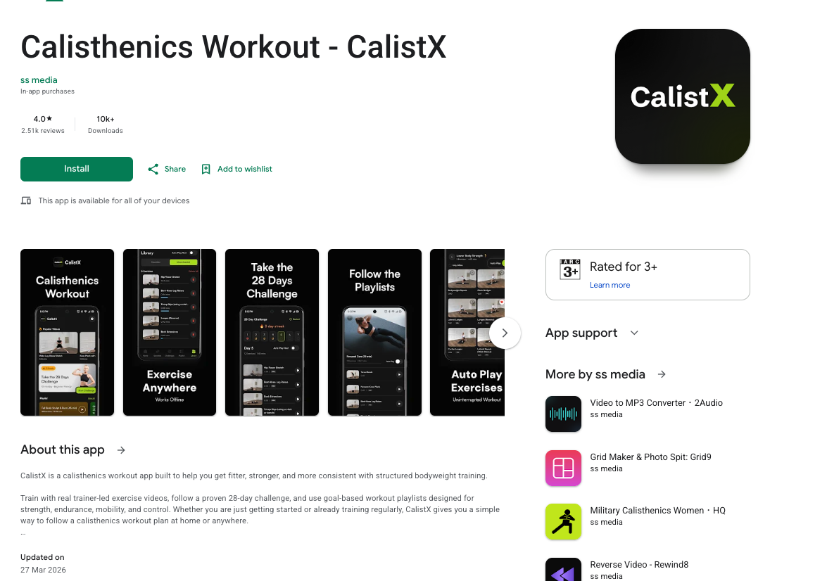 CalistX Playstore Banner